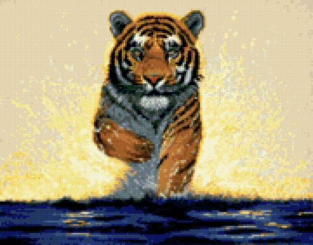 Тигр в воде, животные