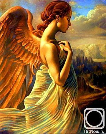 Женщина-ангел, живопись, ангел