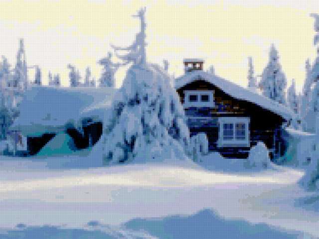 Заснеженный домик, зима