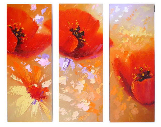 Триптих "Маки", мак, цветы, триптих