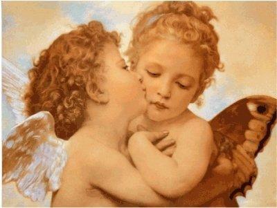 Ангелочки, ангел, дети, поцелуй
