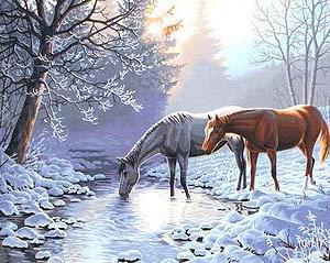 "Морозное утро", лошади
