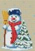 Схема вышивки «Снеговик с елочкой»