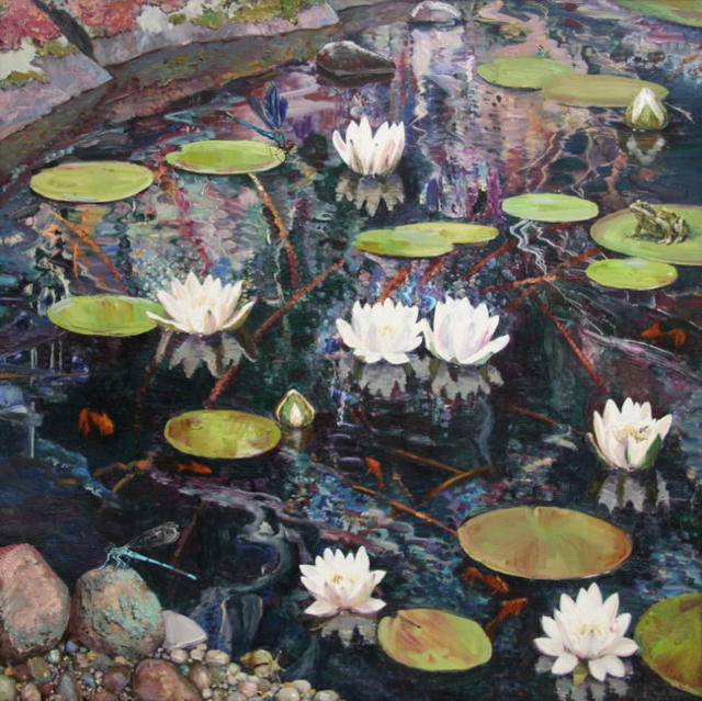 Водяные лилии, цветы.водоем