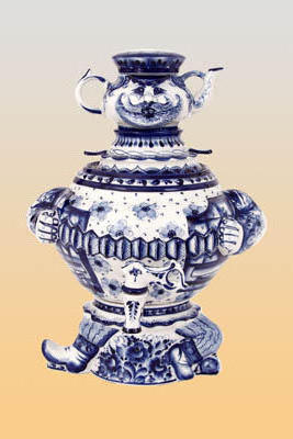 Самовар "Гжельский гармонист" , гжель, узоры, посуда