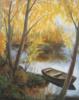 Схема вышивки «Осенний пейзаж с лодкой»