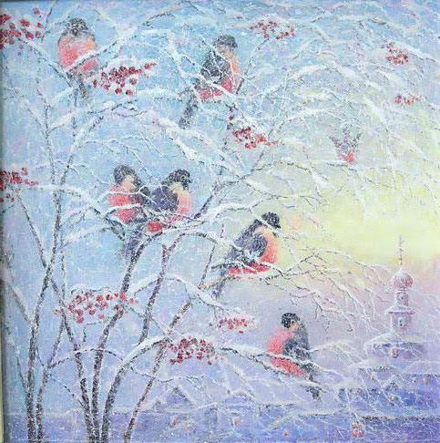 Snegiri, природа, зима, птицы