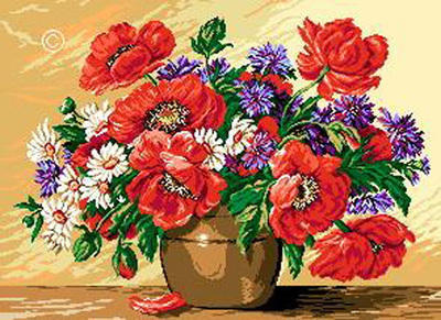 Букет полевых цветов, цветы, натюрморт, картина