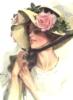Схема вышивки «Девушка в шляпке с розами»