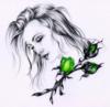 Схема вышивки «Девушка с зелеными розами»