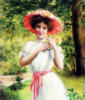 Схема вышивки «Дама в розовой шляпке»