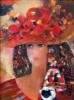 Схема вышивки «Девушка в шляпе  с цветами»