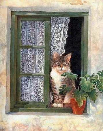 Оригинал - Схема вышивки «Котик на окне» - Автор «lenchik_vk» - Авторы -  Вышивка крестом