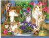 Схема вышивки «Кошки среди цветов»