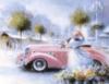 Схема вышивки «Девушка возле розового авто»