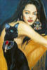 Схема вышивки «Девушка и черная кошка»