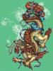Схема вышивки «Цветы лотоса и китайский дракон»