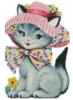 Схема вышивки «Кошечка в шляпке и с бантиком»
