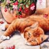 Схема вышивки «Рыжий кот в саду»