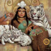 Схема вышивки «Девушка и белые тигры»