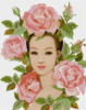 Схема вышивки «Девушка среди роз»
