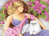 Схема вышивки «Девушка с белым котом»