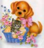 Схема вышивки «Котёнок и щенок»