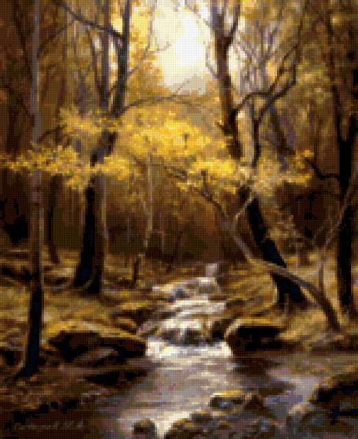 Лесная речка, природа, пейзаж, лес, дорога, осень, речка