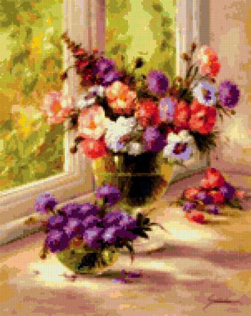 Полевые цветы в вазах, цветы, ваза, стол