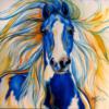 Схема вышивки «Подушка Синяя лошадь»