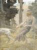 Схема вышивки «Woman walking her dog,1900»
