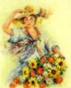 Схема вышивки «Женщина с букетом цветов»