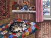Схема вышивки «Котик в комнате»