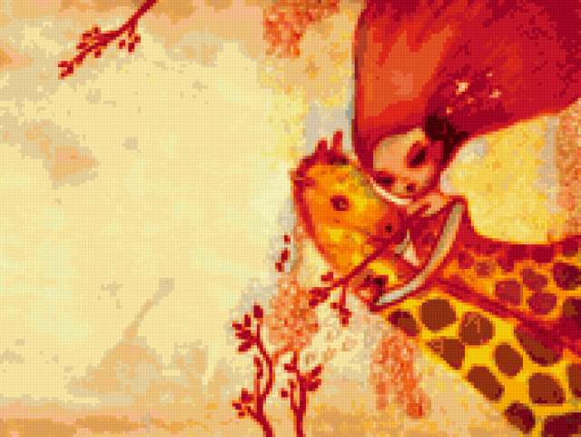 Девочка и жираф, девочка, жираф