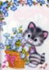 Схема вышивки &laquo;Котик и цветы&raquo;