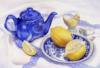 Схема вышивки «Синий чайник и лимоны»