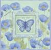 Схема вышивки «Голубые маки и бабочка»