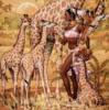 Схема вышивки «Девушка и жирафы»