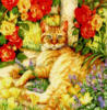 Схема вышивки «Кошка в цветах»