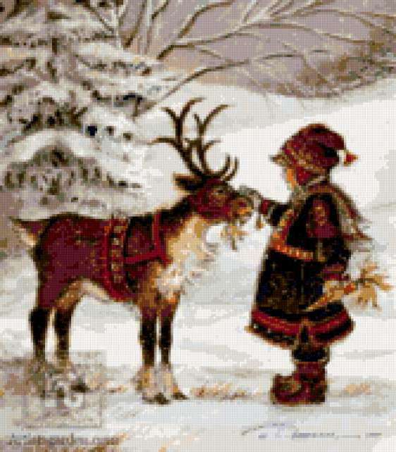 Малыш и олень, сказка, сказки, олени, олень, новогодняя, зима, лес, детские сюжеты