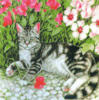 Схема вышивки «Подушка "Котик среди цветов"»