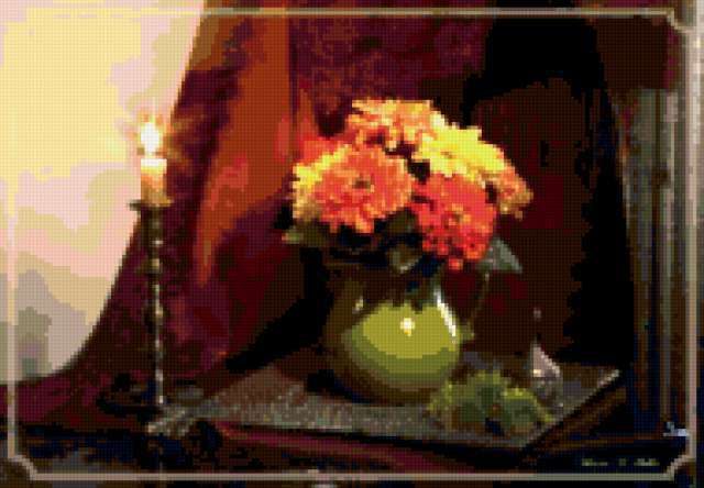 , натюрморт, цветы, букет, свечи