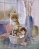 Схема вышивки «Цветочные корзины с кошками»