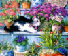 Схема вышивки «Цветы и котенок»
