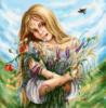 Схема вышивки «Девушка и полевые цветы»