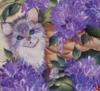 Схема вышивки «Сиреневый котёнок в цветах»