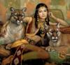Схема вышивки «Девушка и дикие кошки»