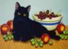 Схема вышивки «Черная кошка и виноград»