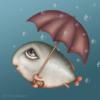 Схема вышивки «Рыбка под зонтиком»