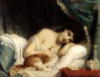 A reclining beauty with her cat: оригинал